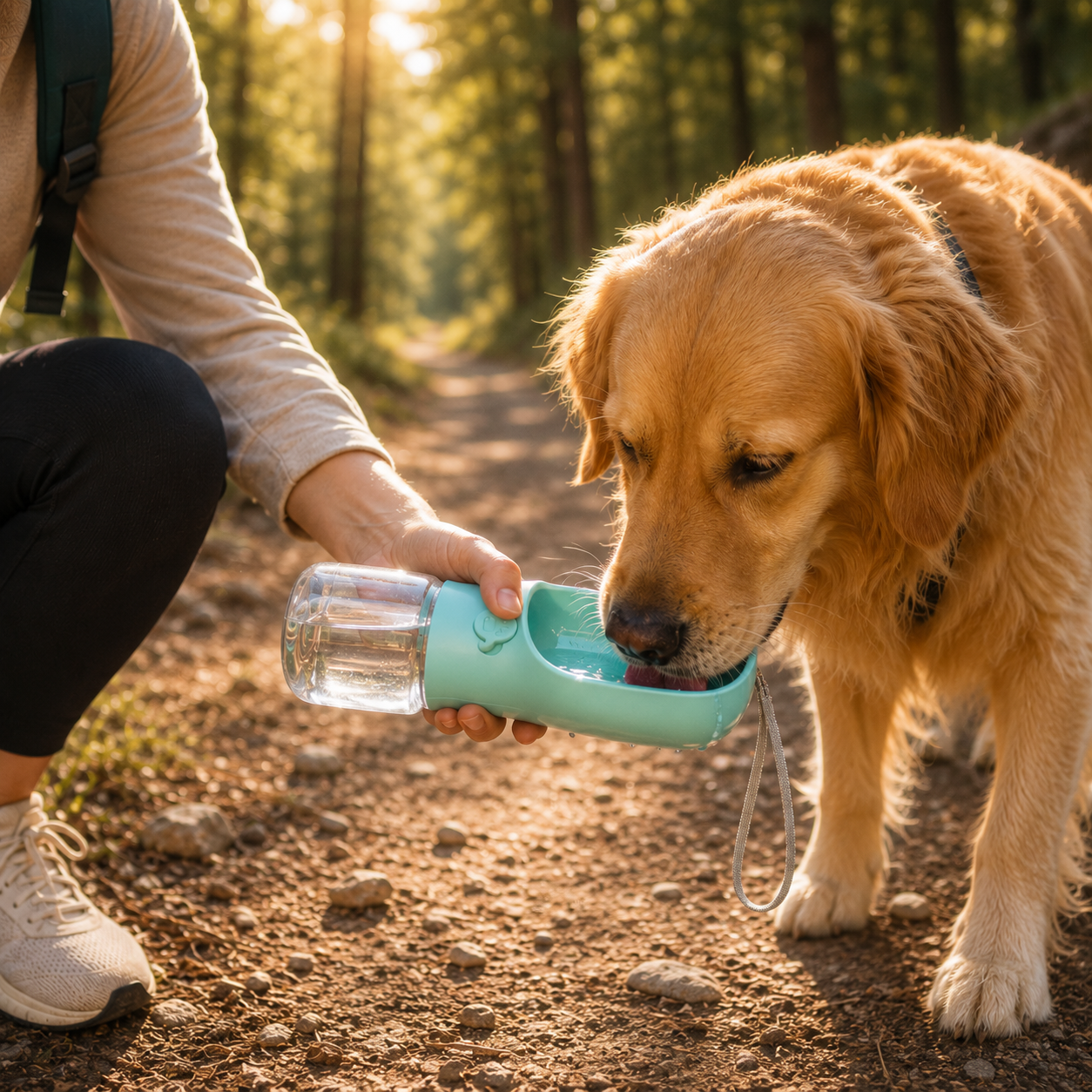 Portable Dog Water Bottle with Food Dispenser – Leak-Proof Travel Bottle for Pets