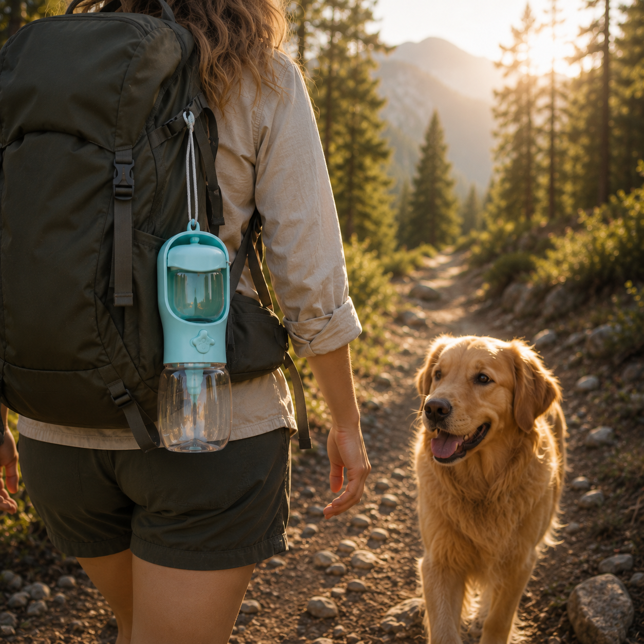 Portable Dog Water Bottle with Food Dispenser – Leak-Proof Travel Bottle for Pets
