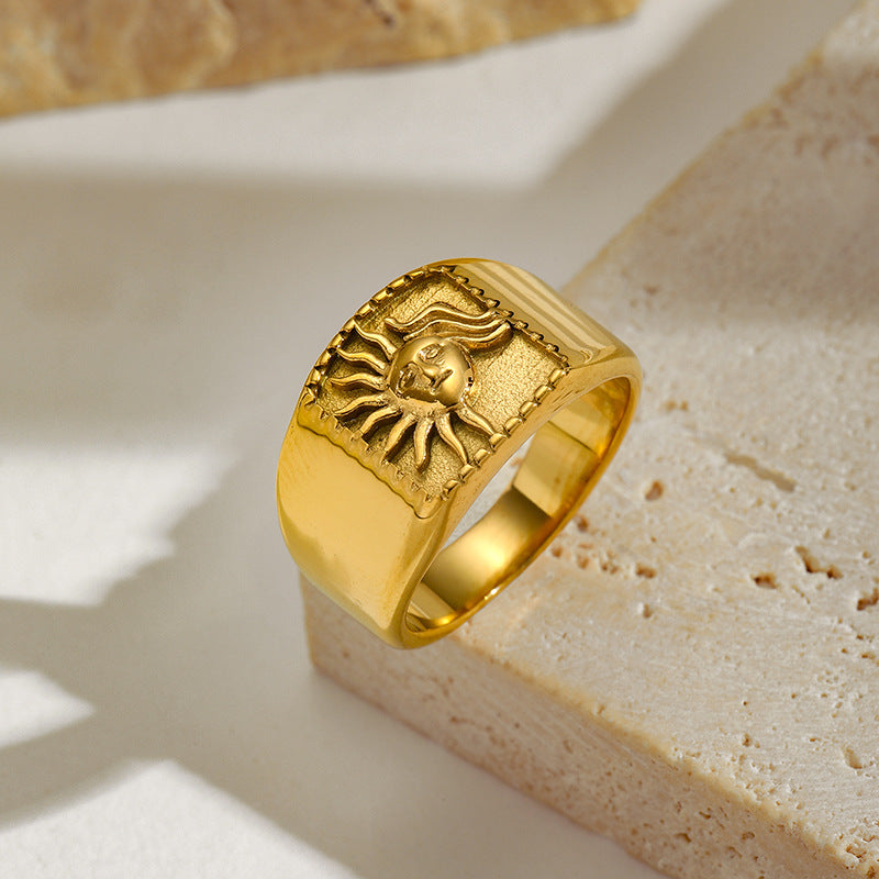 Geometric Gold-Plated Ring – Irregular Textured Band