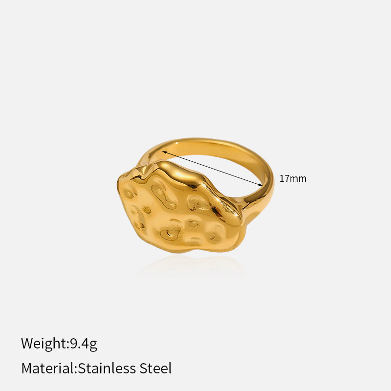 Geometric Gold-Plated Ring – Irregular Textured Band