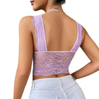 Lace Embroidery Hollow Steel Ring Sling Top