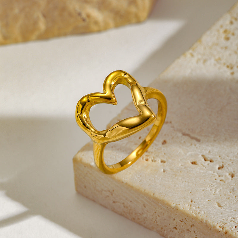 Geometric Gold-Plated Ring – Irregular Textured Band