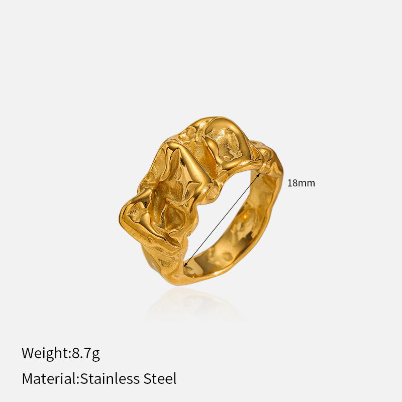 Geometric Gold-Plated Ring – Irregular Textured Band
