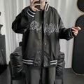 Men's Embroidered PU Leather Baseball Jacket