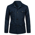 Men's Lapel Multi-Pocket Linen Work Jacket