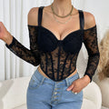 Lace Deep V Fishbone Sling Top
