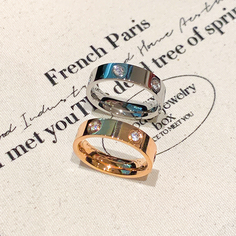 Six-Diamond Zircon Ring