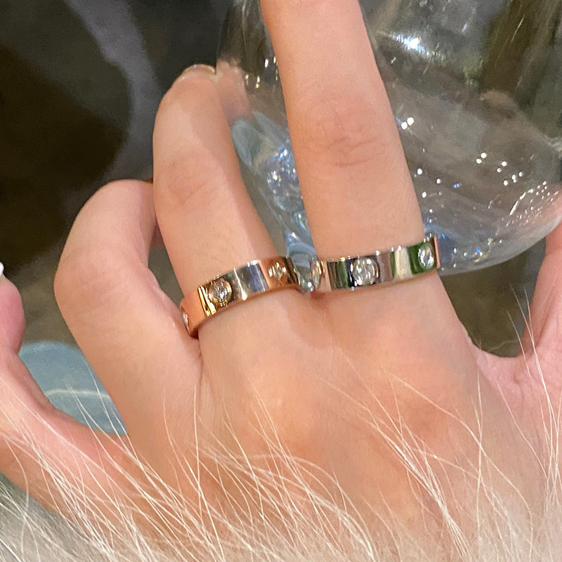 Six-Diamond Zircon Ring