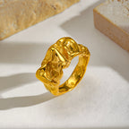 Geometric Gold-Plated Ring – Irregular Textured Band