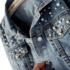 Women's Pearl Beaded Denim Jacket