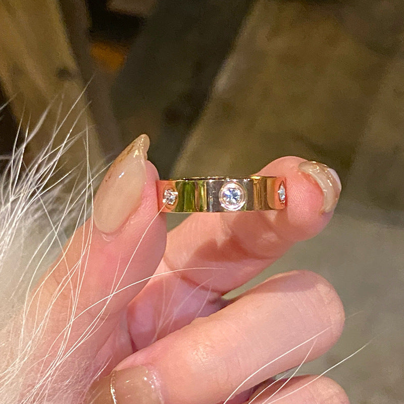 Six-Diamond Zircon Ring
