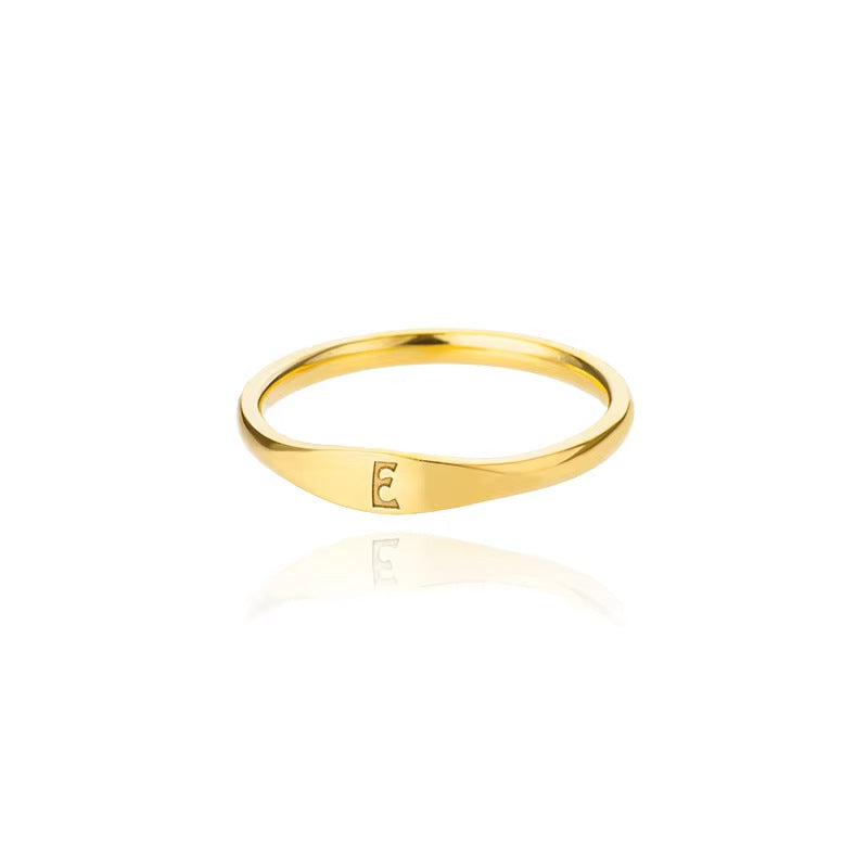 Cross-border 26 English Letter Ring Stainless Steel high quality Niche Design Light Luxury Opening Female Ring Food Ring