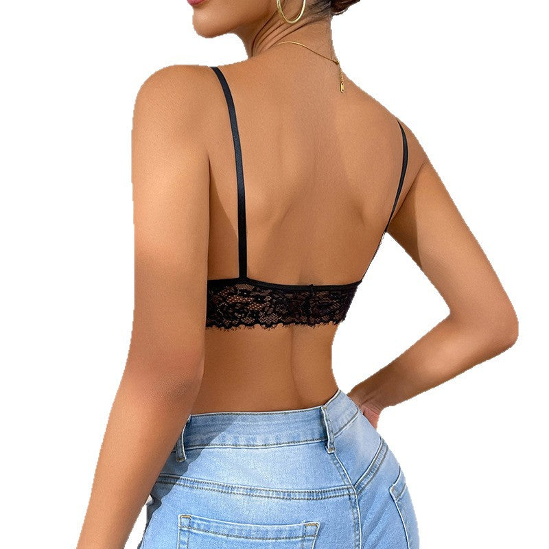 V-Neck Lace Backless Tube Top Vest
