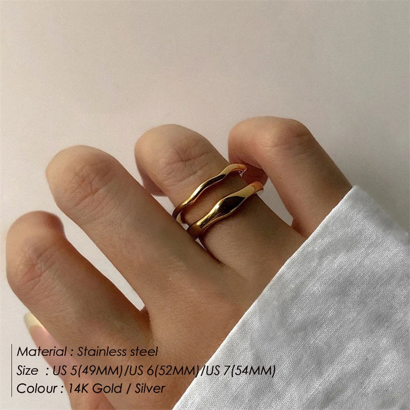 Double Wavy Stacked Ring