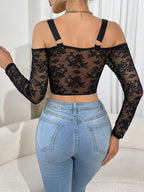 Lace Deep V Fishbone Sling Top