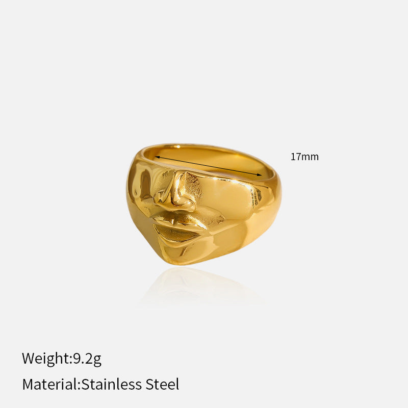 Geometric Gold-Plated Ring – Irregular Textured Band