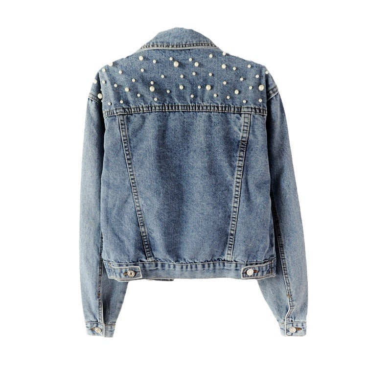 Women's Pearl Beaded Denim Jacket
