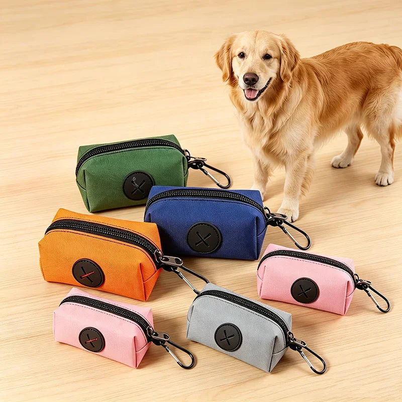 Canvas Dog Poop Bag Dispenser with Carabiner Clip – Eco-Friendly