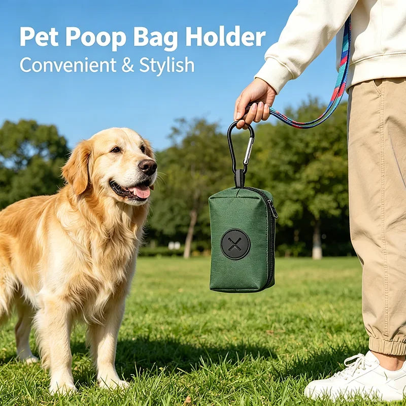 Canvas Dog Poop Bag Dispenser with Carabiner Clip – Eco-Friendly