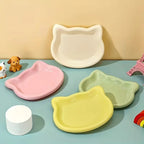 Shallow Pet Food Dish Set – 4 Colors for Cats & Small Dog Breeds