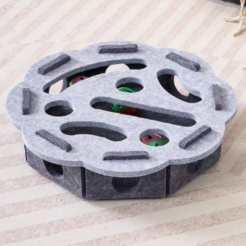 Interactive Cat Puzzle Maze Toy – Felt Box with Bell Ball for Indoor Cats