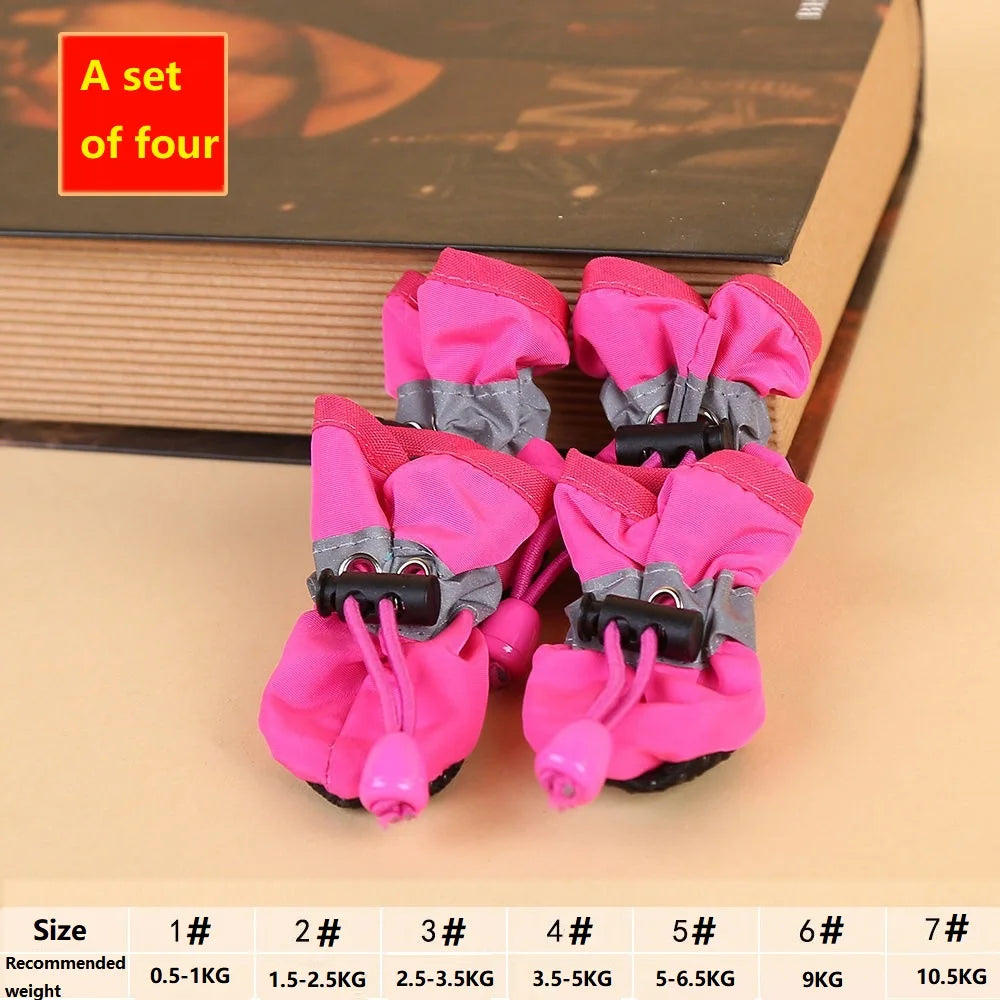 Waterproof Dog Boots for Small Dogs – Set of 4 with Non-Slip Rubber Sole