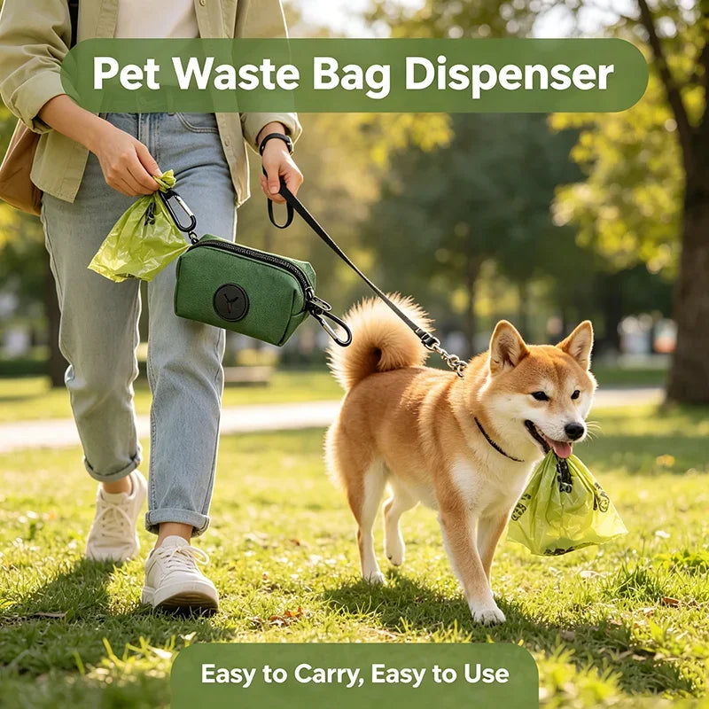 Canvas Dog Poop Bag Dispenser with Carabiner Clip – Eco-Friendly