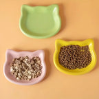 Shallow Pet Food Dish Set – 4 Colors for Cats & Small Dog Breeds