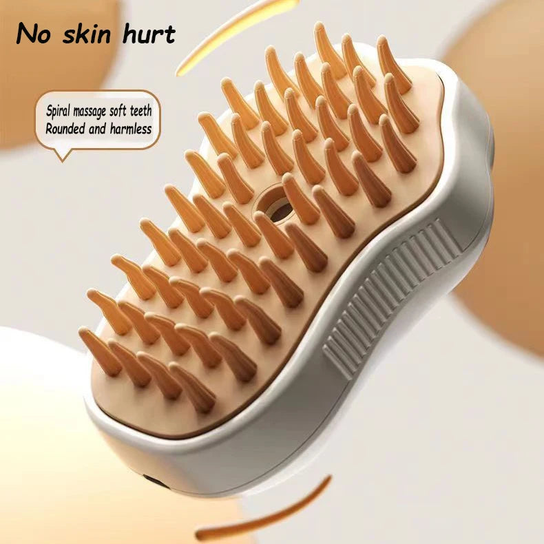 3-in-1 Electric Steam Brush for Cats & Dogs – Grooming, Massage & Hair Removal